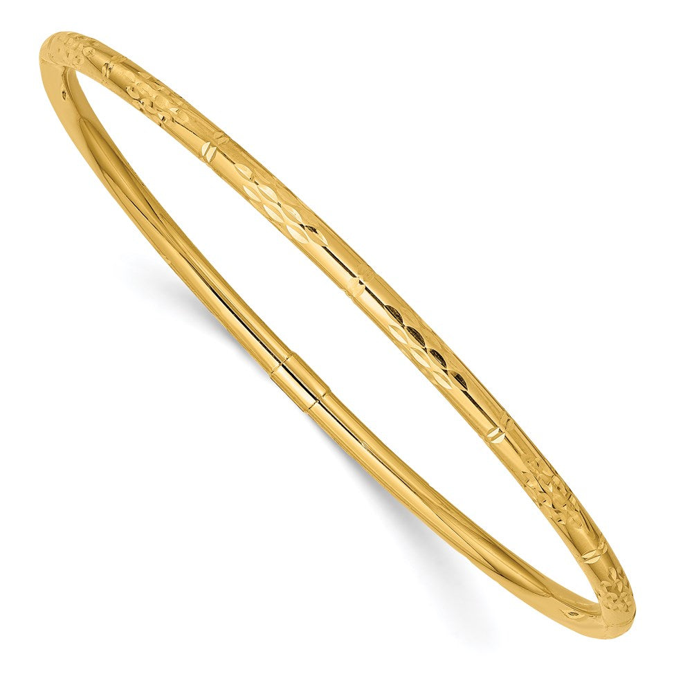 14K Gelbgold Poliert Diamantiert Schieber-on Armreif