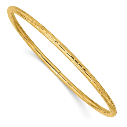 14K Gelbgold Poliert Diamantiert Schieber-on Armreif