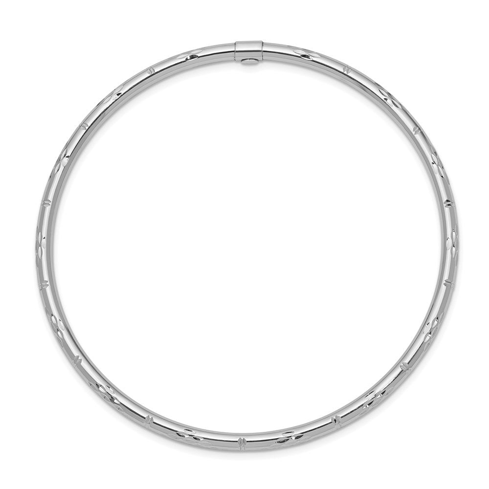 14K Weißgold Poliert Diamantiert Schieber-on Armreif