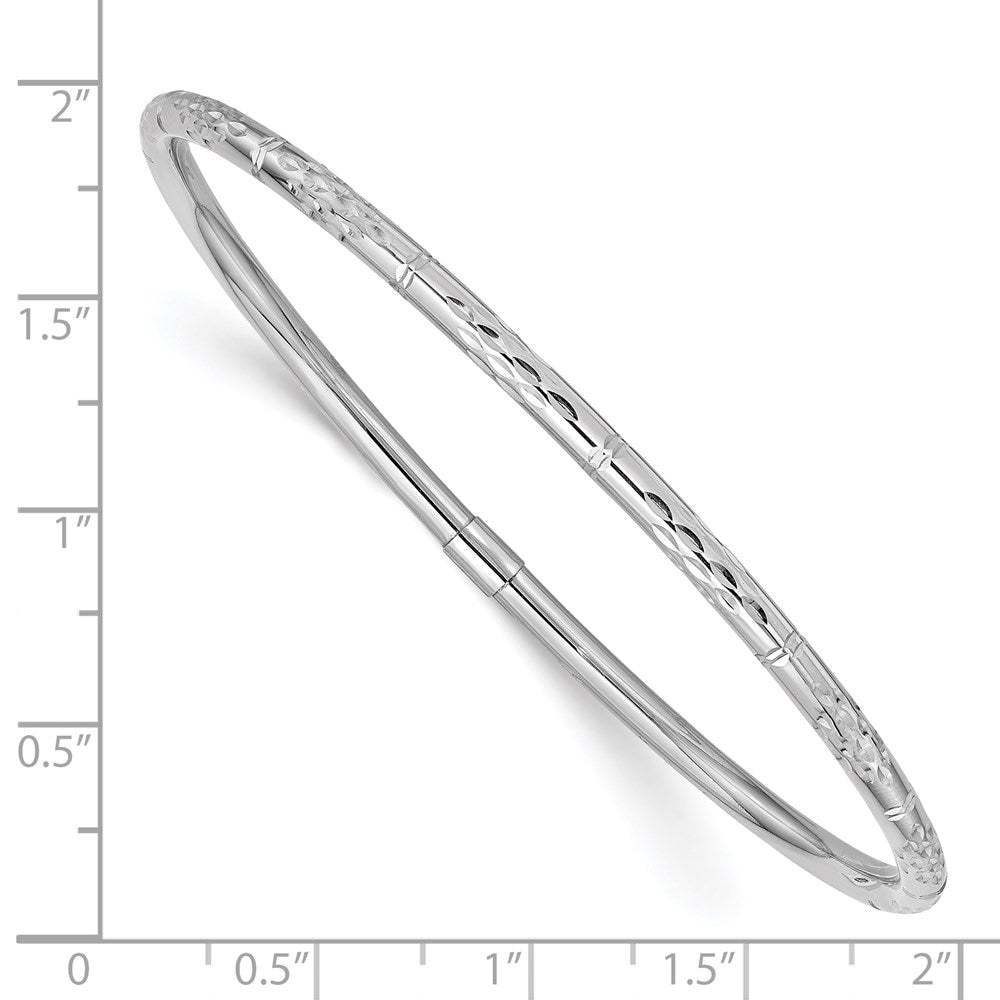 14K Weißgold Poliert Diamantiert Schieber-on Armreif