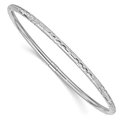 14K Weißgold Poliert Diamantiert Schieber-on Armreif