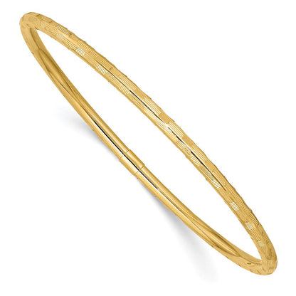 14K Gelbgold Diamantiert Schieber-on Armreif
