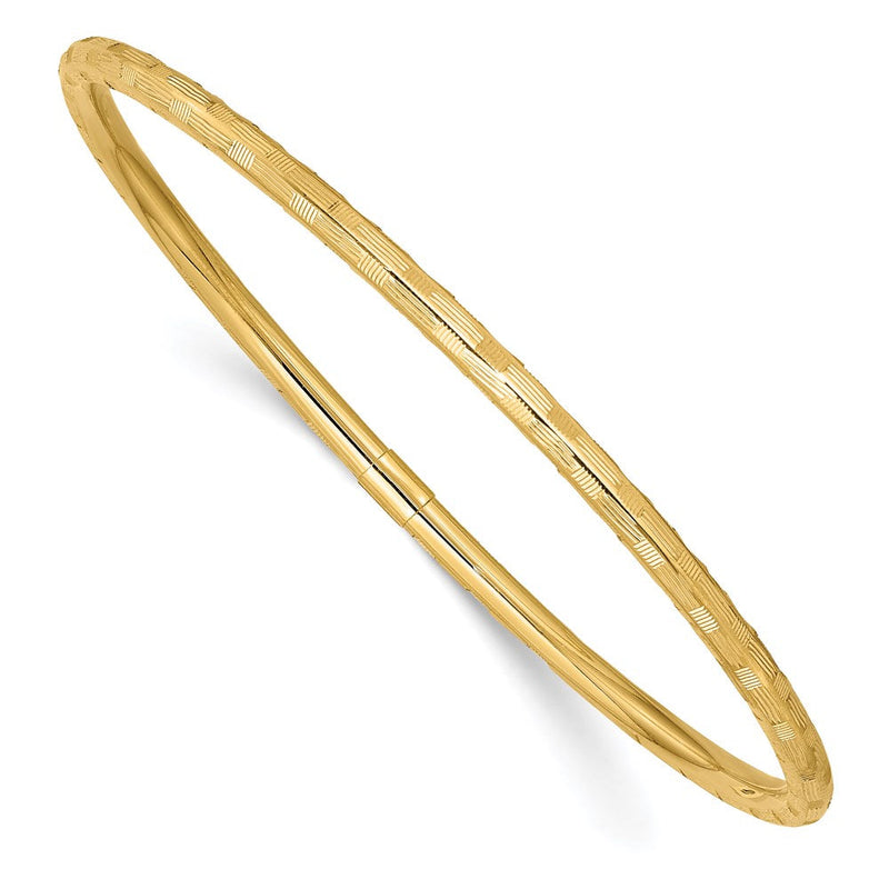 14K Gelbgold Diamantiert Schieber-on Armreif