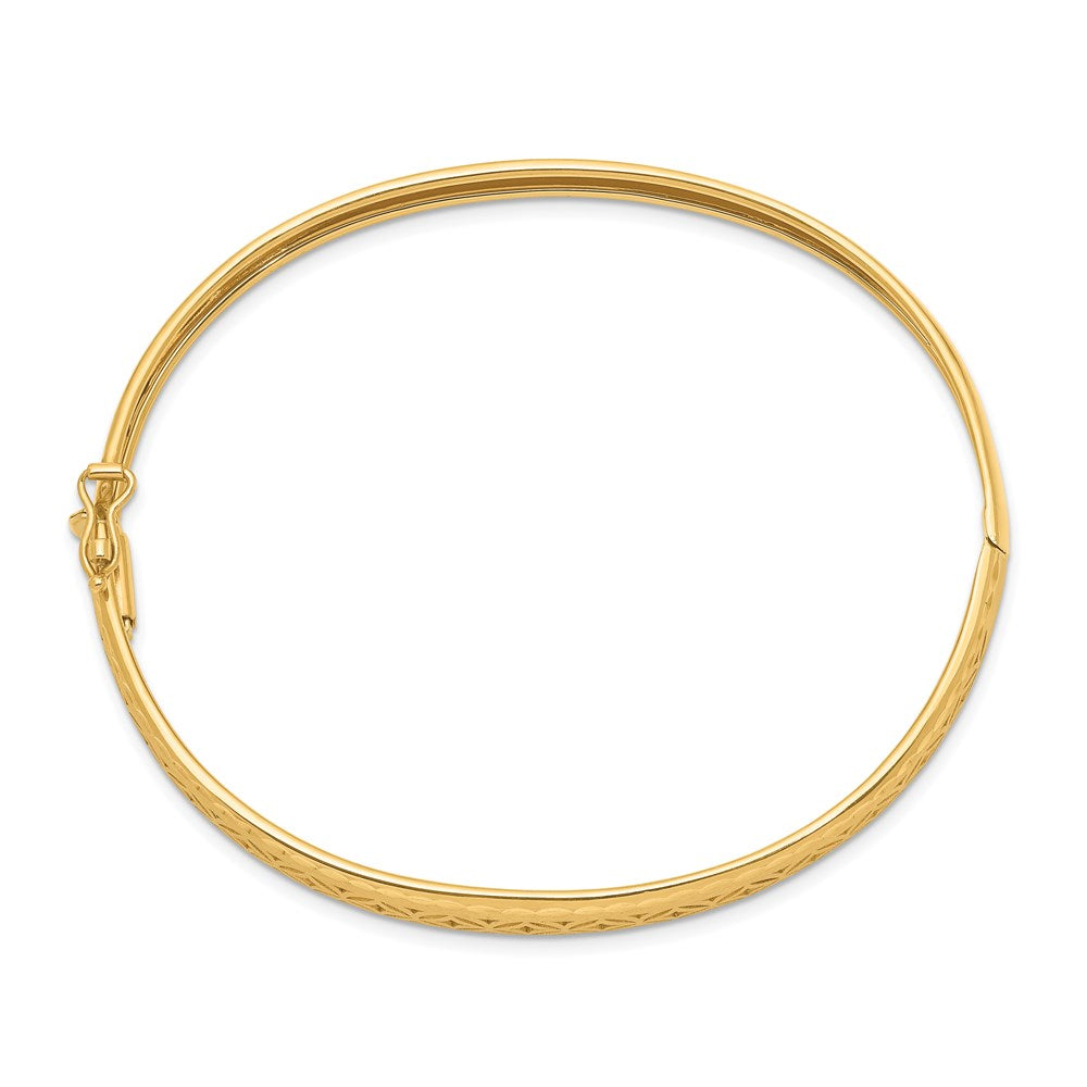 14K Gelbgold Poliert und Strukturiert Abgestuft Flexibel Klappbar Armreif