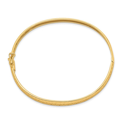 14K Gelbgold Poliert und Strukturiert Abgestuft Flexibel Klappbar Armreif