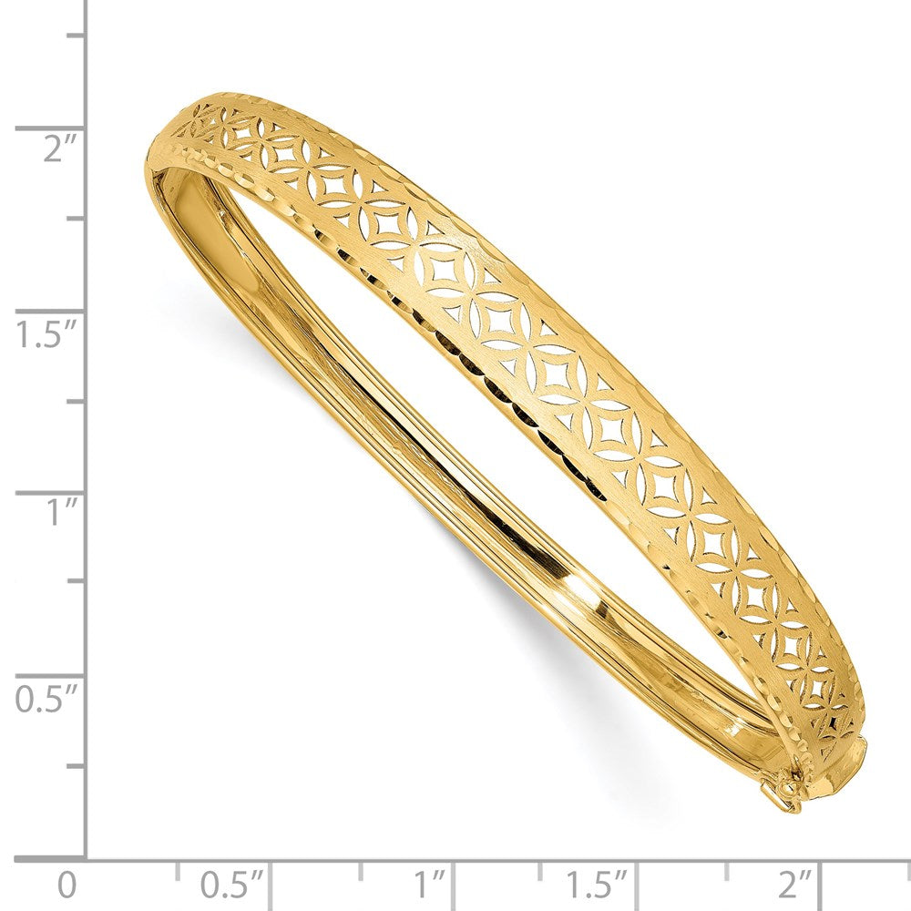14K Gelbgold Poliert und Strukturiert Abgestuft Flexibel Klappbar Armreif