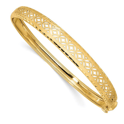 14K Gelbgold Poliert und Strukturiert Abgestuft Flexibel Klappbar Armreif
