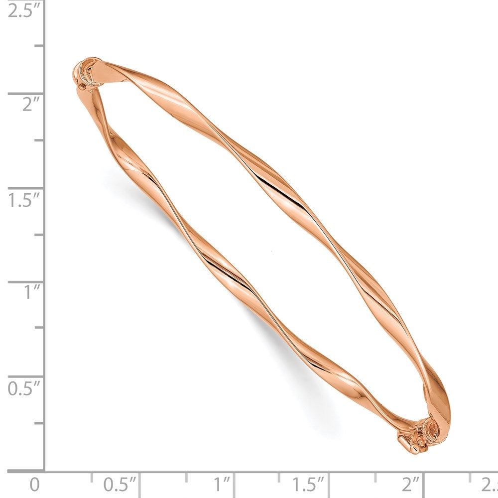 7 Zoll 14K Roségold Poliert Gedreht Klappbar Armreif Armband