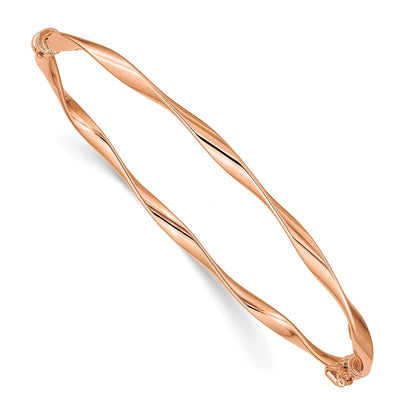 7 Zoll 14K Roségold Poliert Gedreht Klappbar Armreif Armband