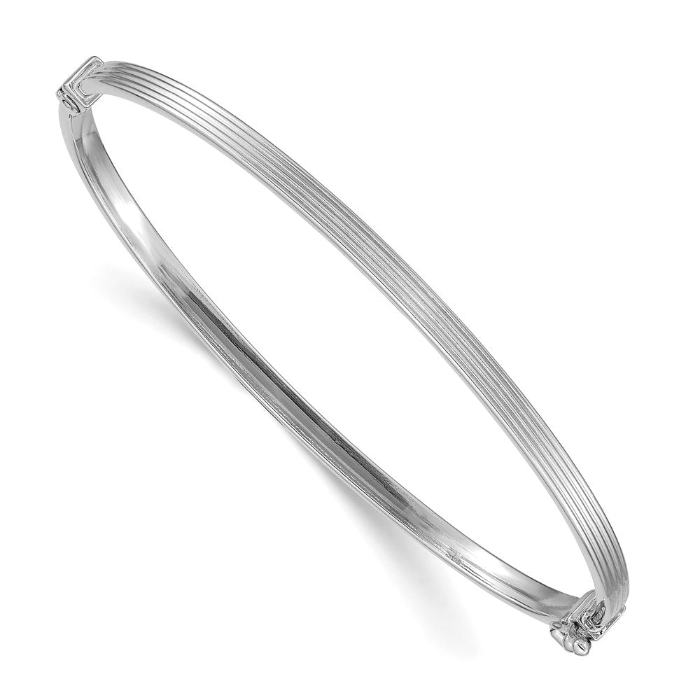 7 Zoll 14K Weißgold Poliert Strukturiert Klappbar Armreif Armband