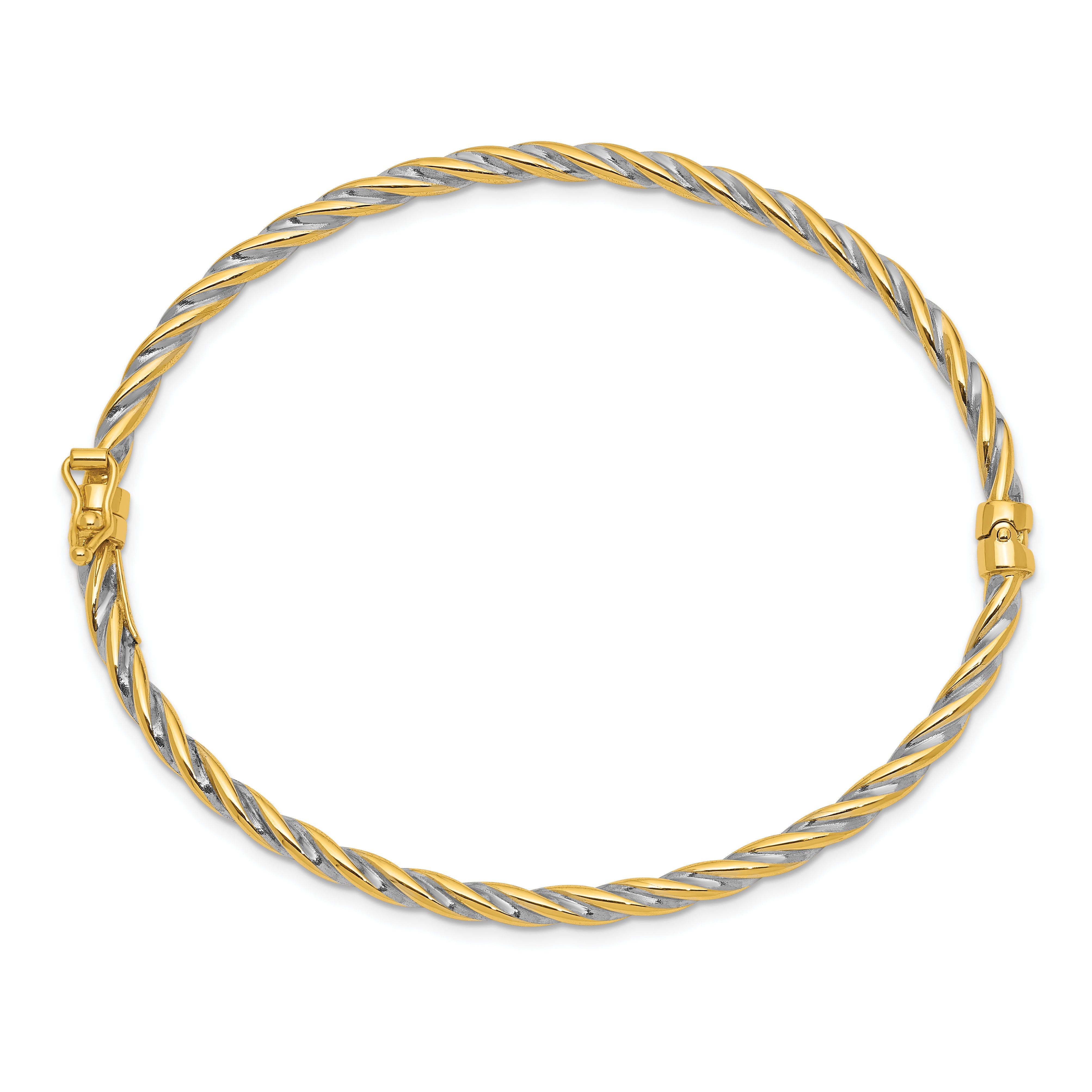 7 Zoll 14K Bicolor Poliert Klappbar Armreif Armband