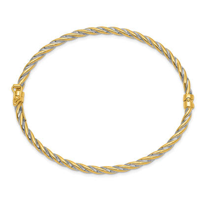 7 Zoll 14K Bicolor Poliert Klappbar Armreif Armband