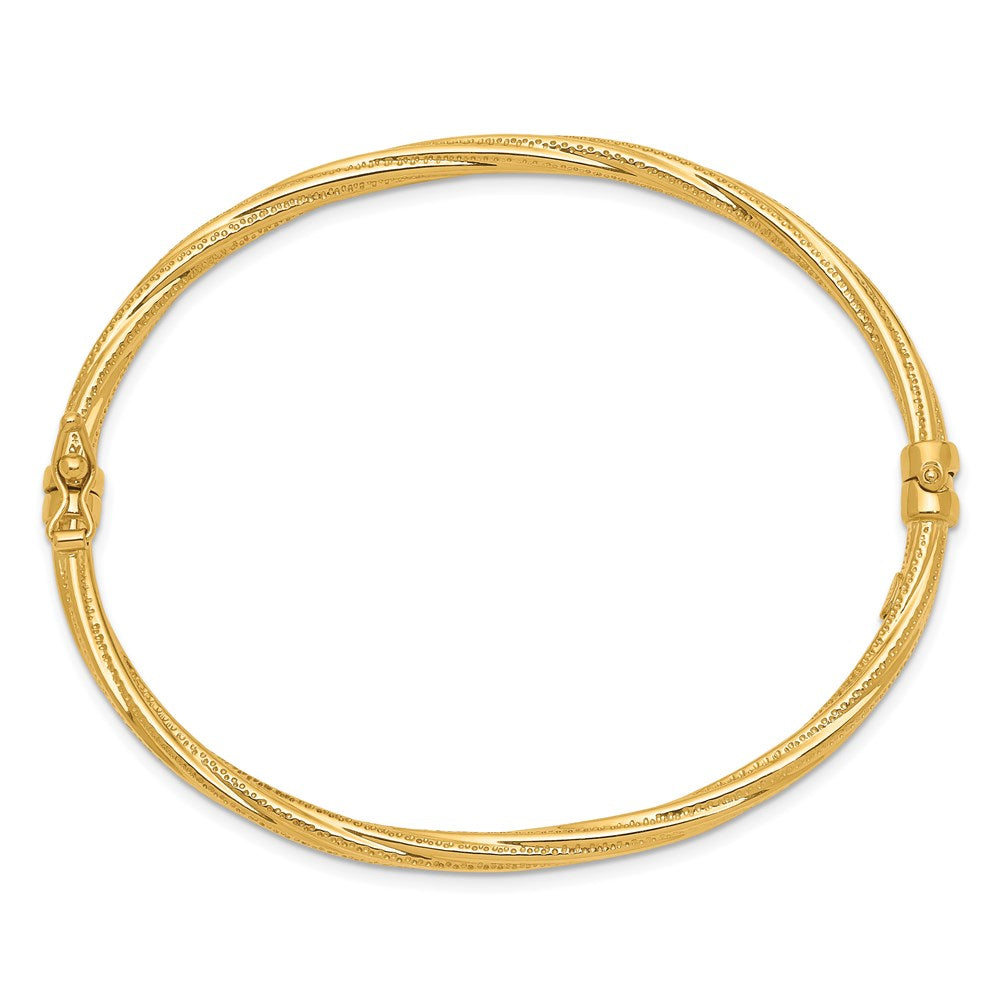 14K Gelbgold Poliert Strukturiert Gedreht Klappbar Armreif
