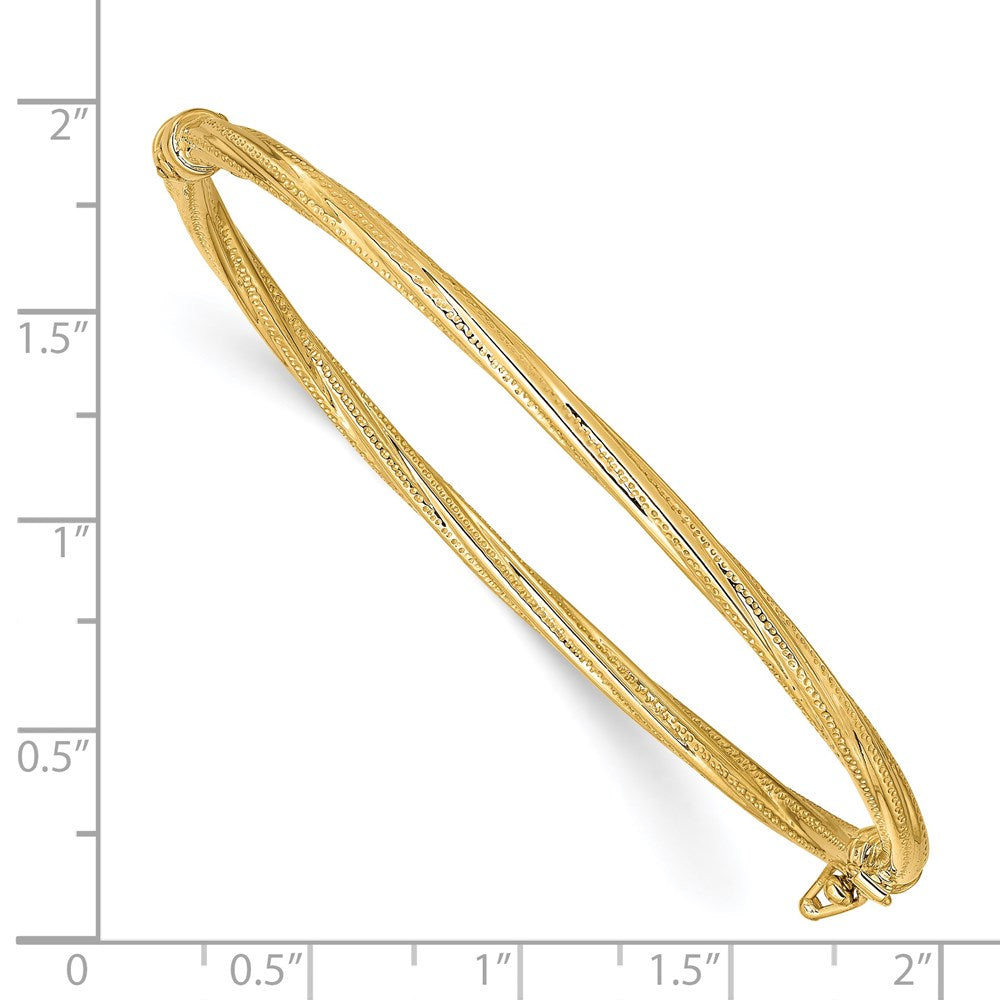 14K Gelbgold Poliert Strukturiert Gedreht Klappbar Armreif