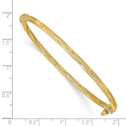 14K Gelbgold Poliert Strukturiert Gedreht Klappbar Armreif