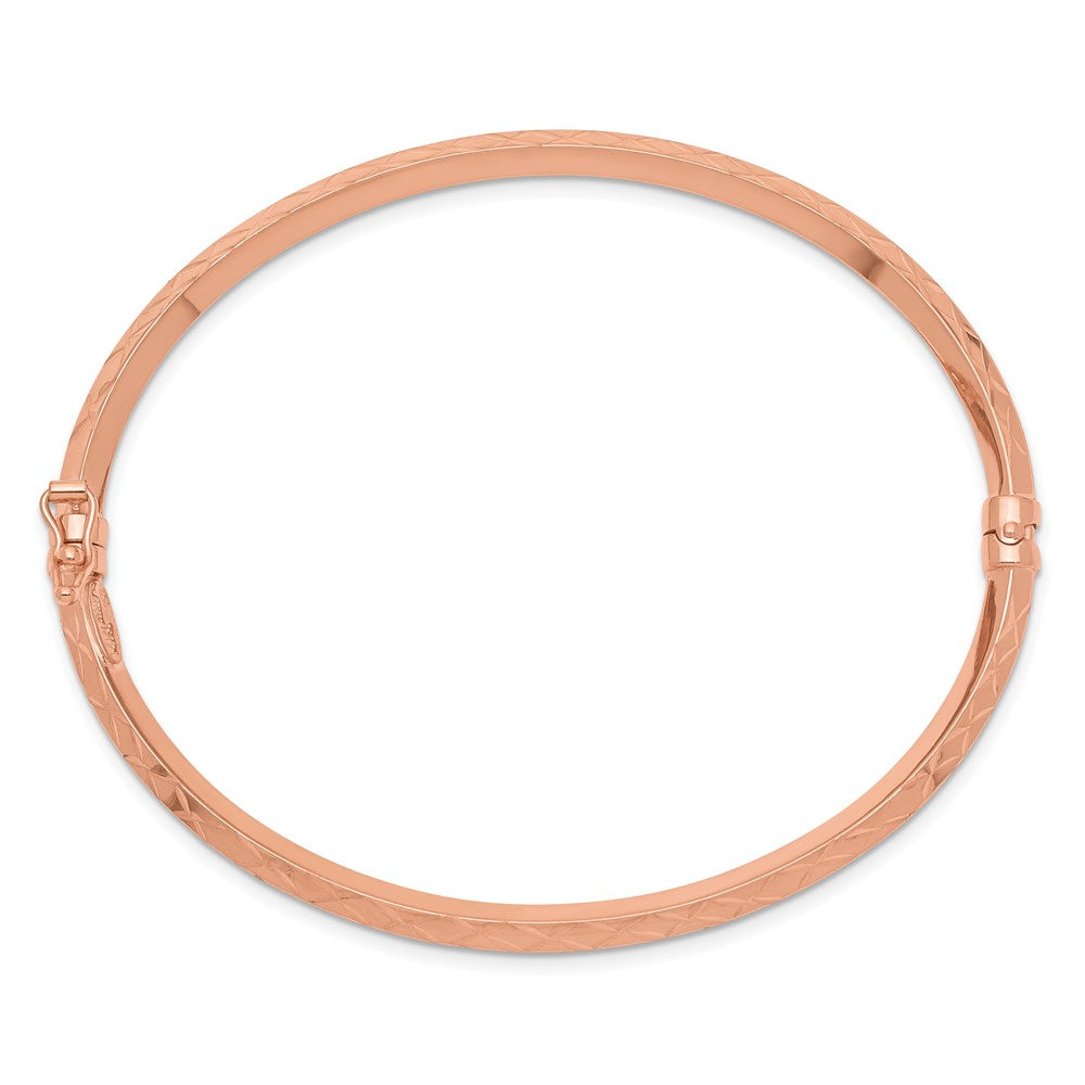 7 Zoll 14K Roségold Poliert Diamantiert Klappbar Armreif Armband