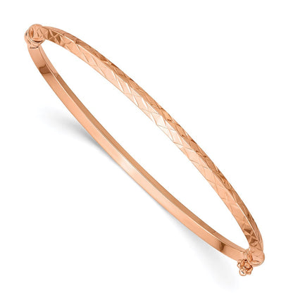 7 Zoll 14K Roségold Poliert Diamantiert Klappbar Armreif Armband