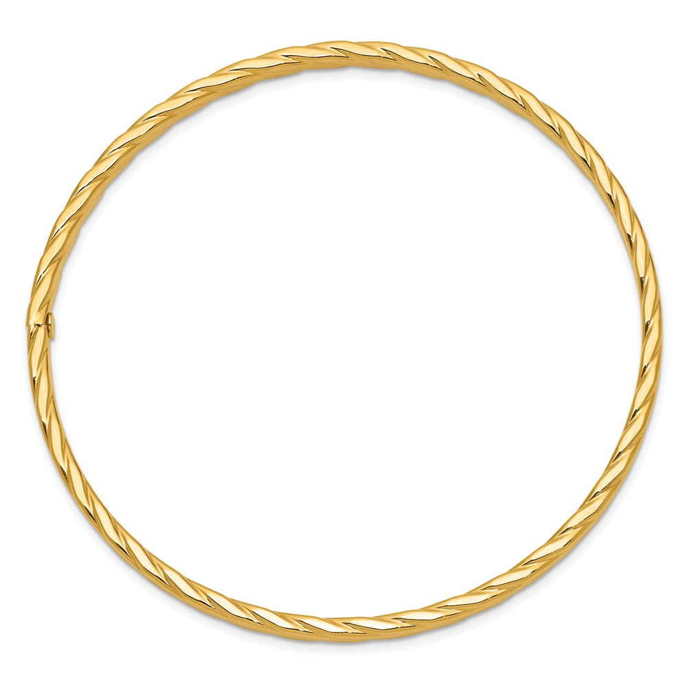 14K Gelbgold 4mm Strukturiert Gedreht Schieber-on Armreif