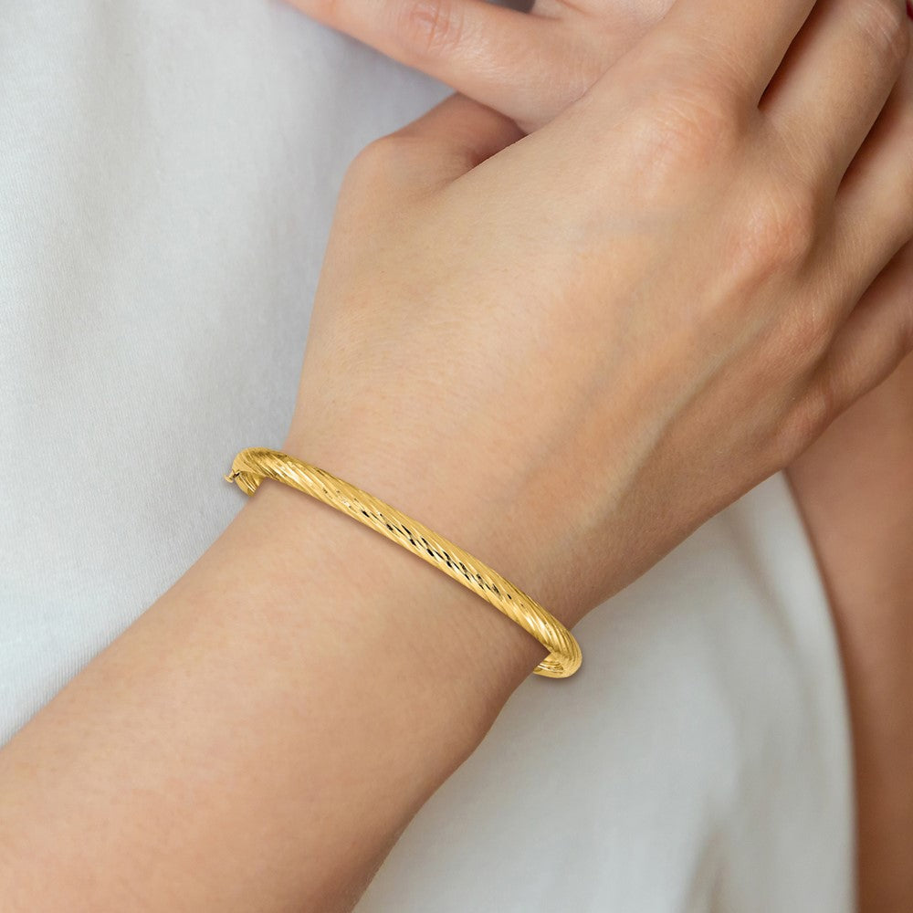 14K Gelbgold 3/16 Strukturiert Klappbar Armreif