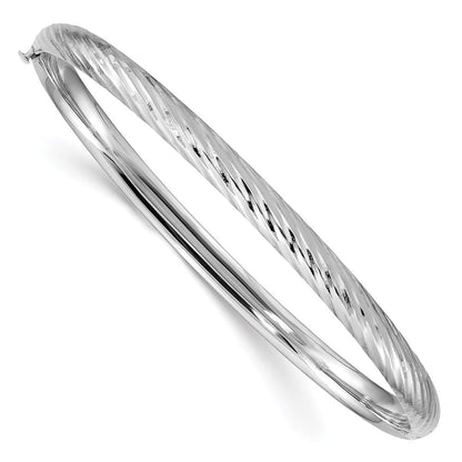 14K Weißgold 3/16 Strukturiert Klappbar Armreif