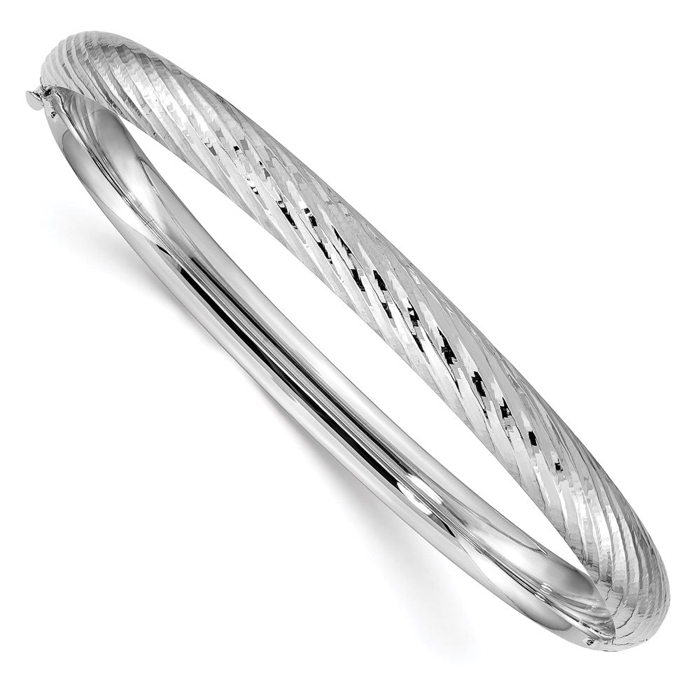 14K Weißgold 4/16 Strukturiert Klappbar Armreif