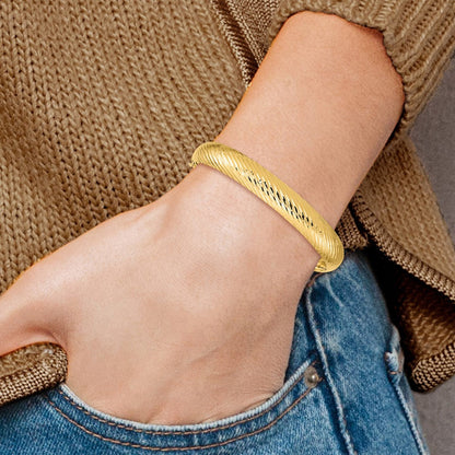 14K Gelbgold 7/16 Strukturiert Klappbar Armreif