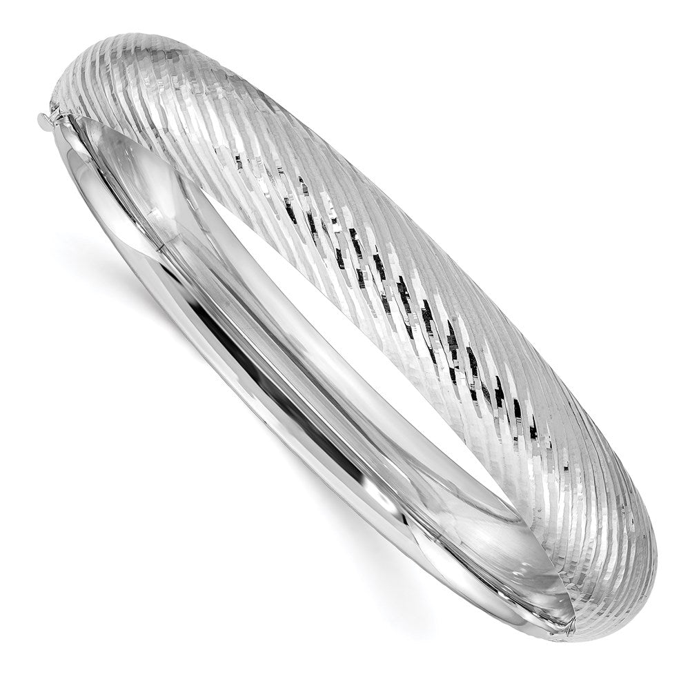 14K Weißgold 7/16 Strukturiert Klappbar Armreif
