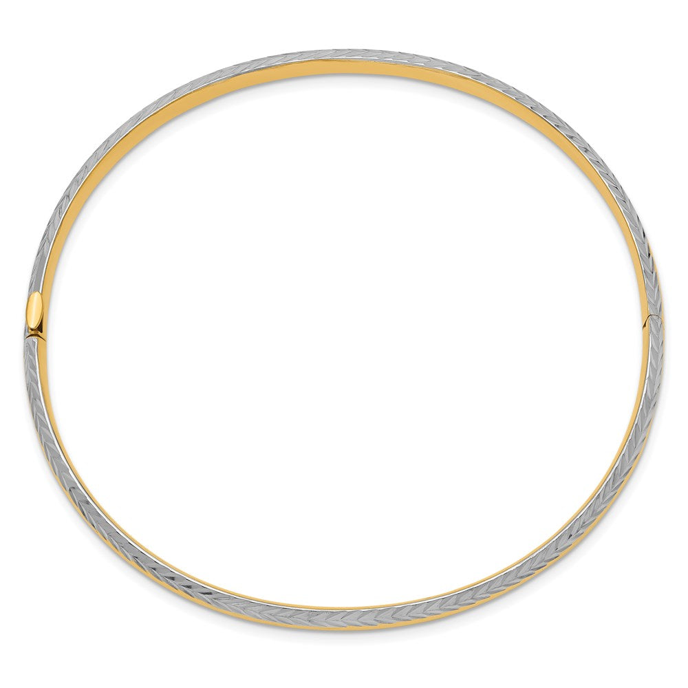 14K Gelb & Rhodium Gold 3/16 mit Weiß Rhodium Diamantiert Klappbar Armreif