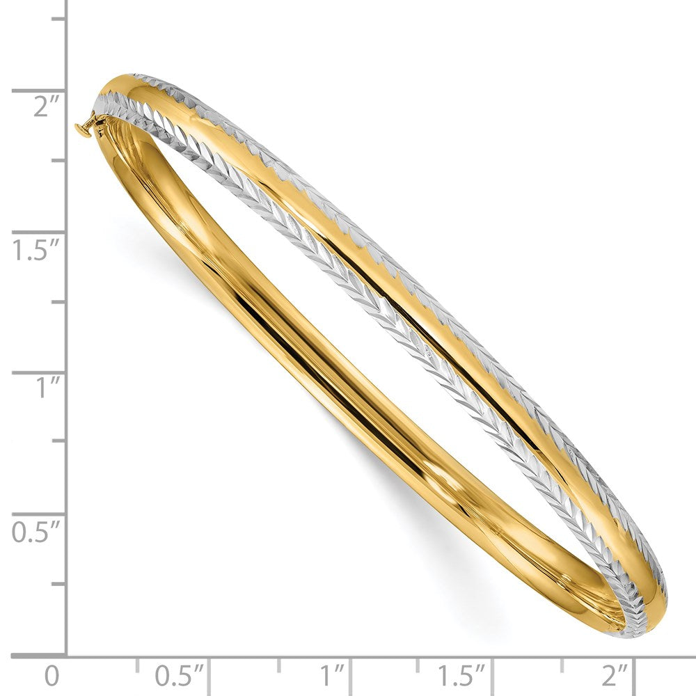 14K Gelb & Rhodium Gold 3/16 mit Weiß Rhodium Diamantiert Klappbar Armreif