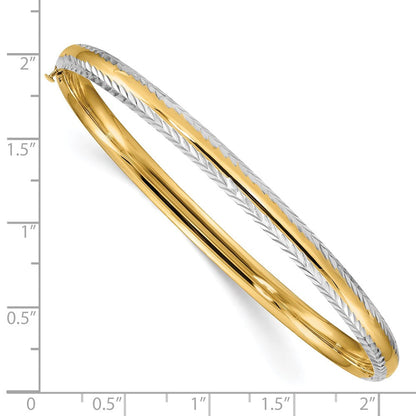 14K Gelb & Rhodium Gold 3/16 mit Weiß Rhodium Diamantiert Klappbar Armreif