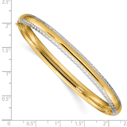 14K Gelb & Rhodium Gold 4/16 mit Weiß Rhodium Diamantiert Klappbar Armreif
