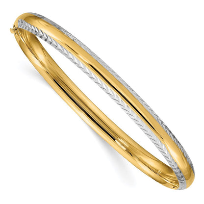 14K Gelb & Rhodium Gold 4/16 mit Weiß Rhodium Diamantiert Klappbar Armreif