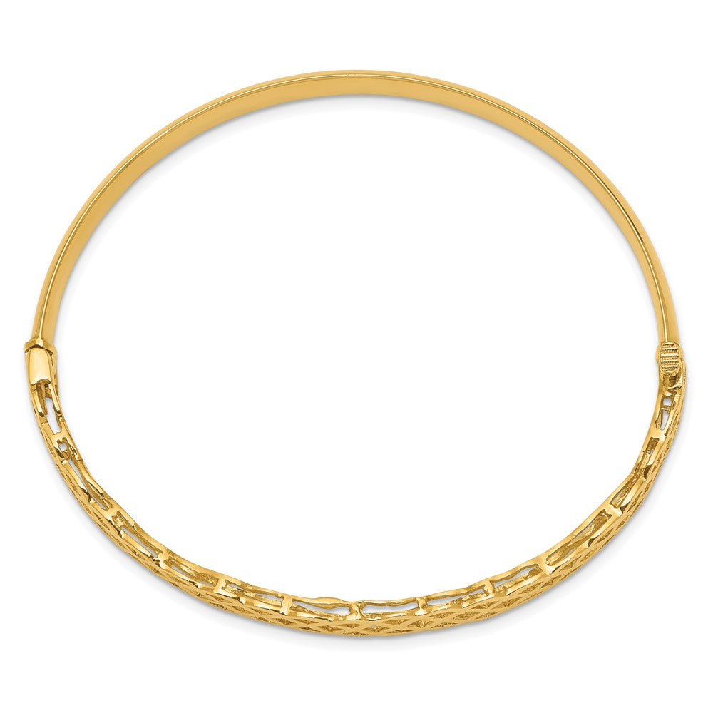 14K Gelbgold Poliert Gewellt Klappbar Armreif