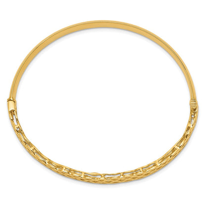 14K Gelbgold Poliert Gewellt Klappbar Armreif
