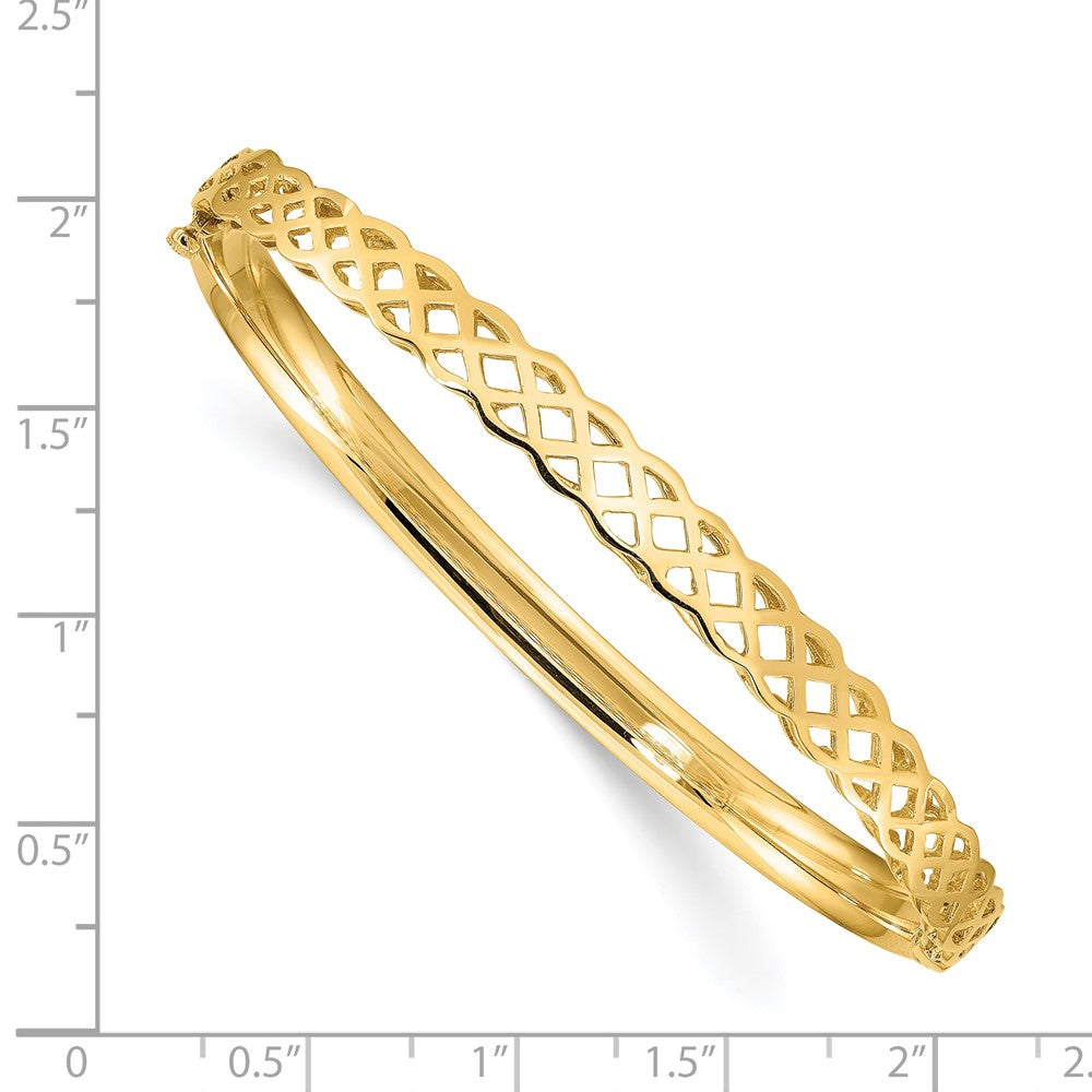 14K Gelbgold Poliert Gewellt Klappbar Armreif