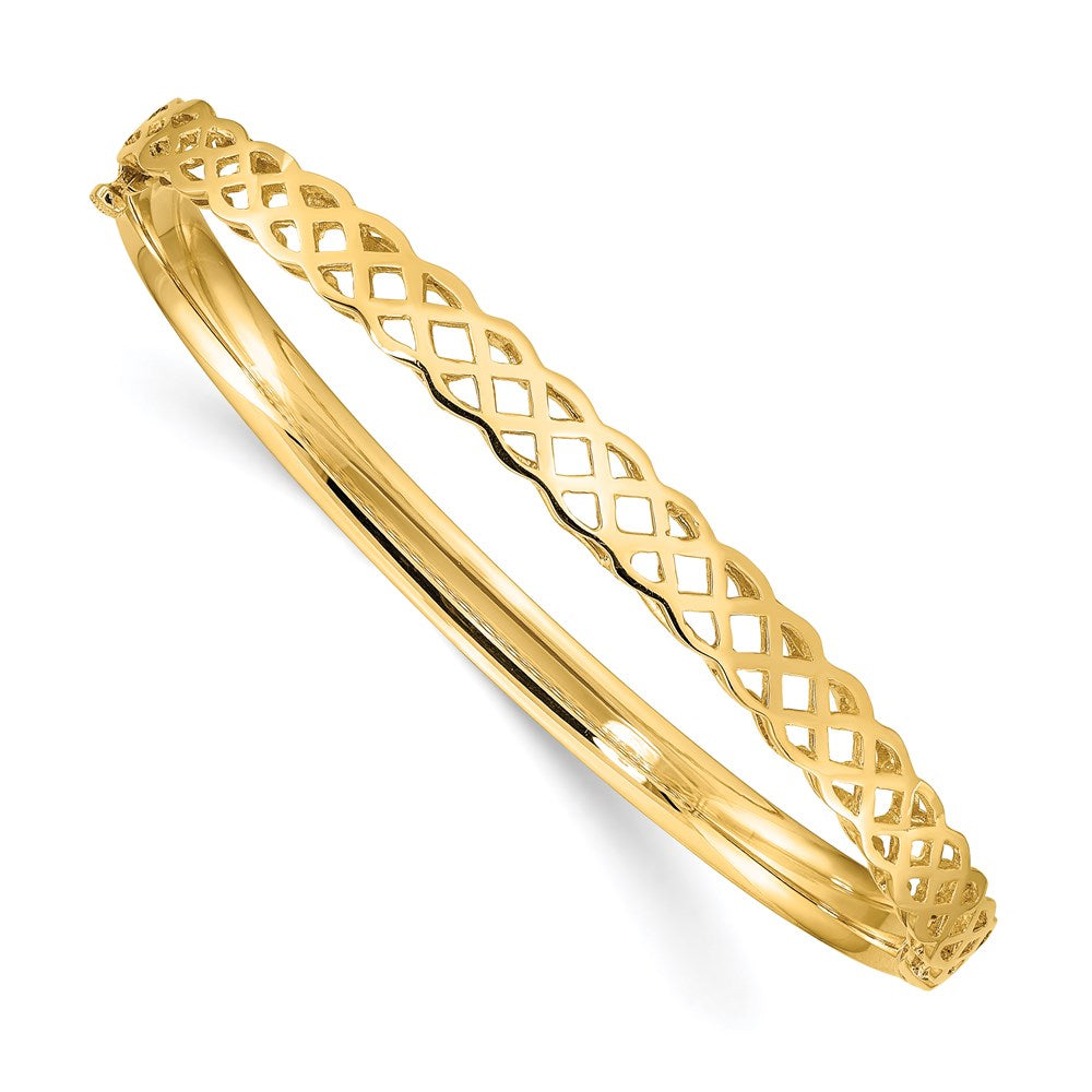 14K Gelbgold Poliert Gewellt Klappbar Armreif