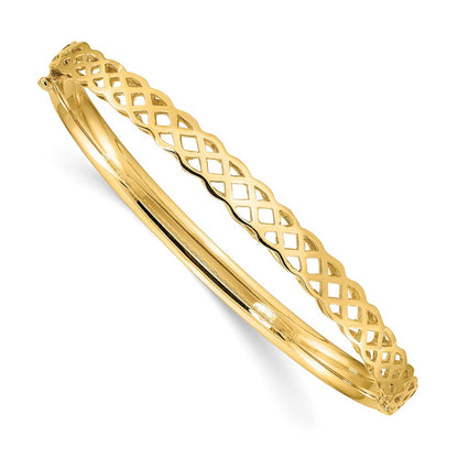 14K Gelbgold Poliert Gewellt Klappbar Armreif