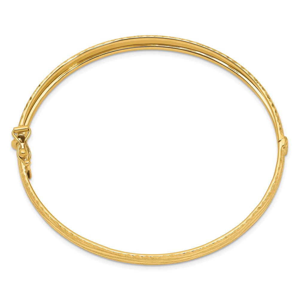 14K Gelbgold Diamantiert Strukturiert Klappbar Armreif