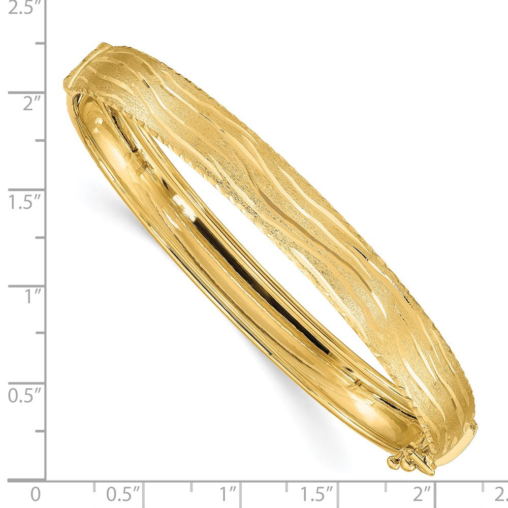 14K Gelbgold Diamantiert Strukturiert Klappbar Armreif