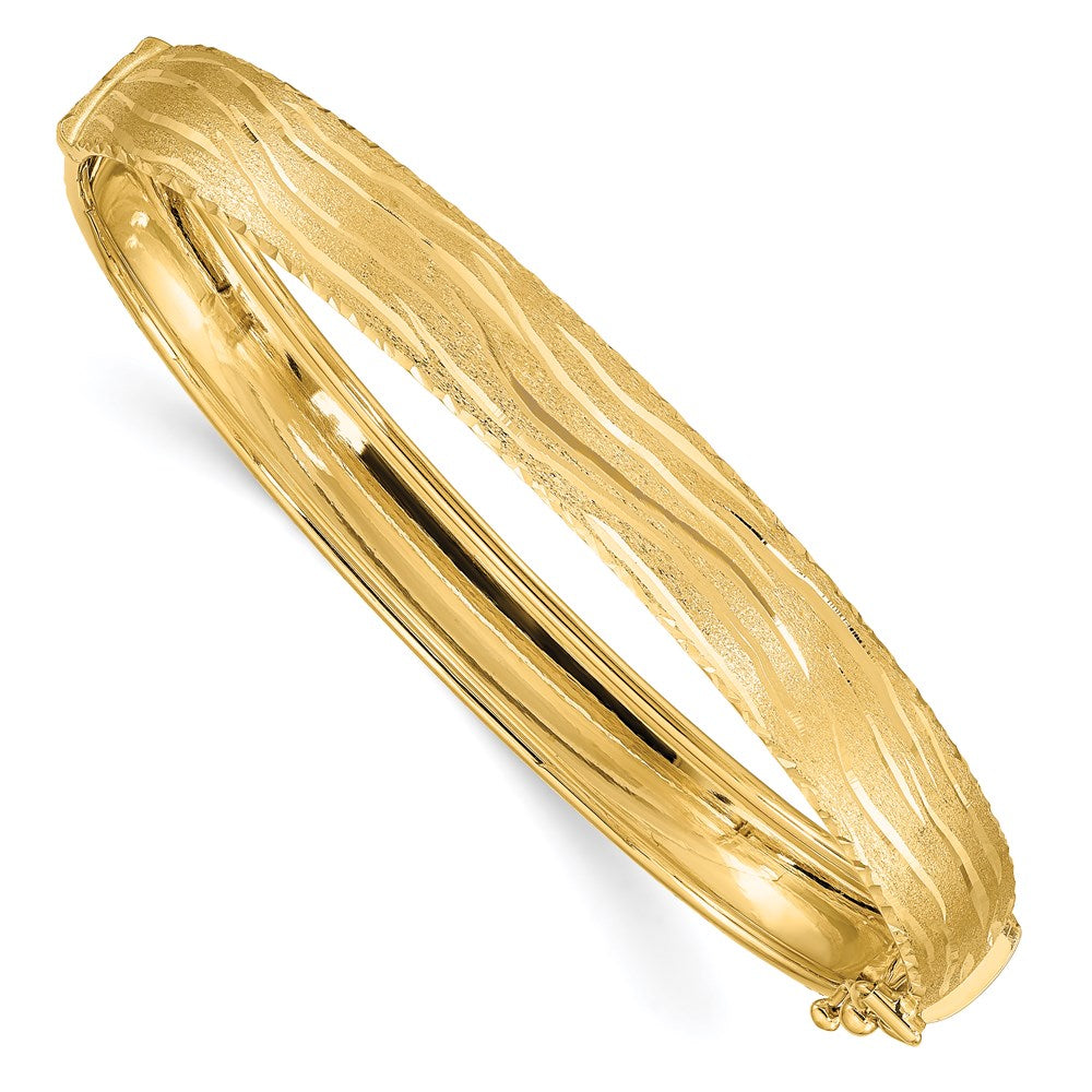 14K Gelbgold Diamantiert Strukturiert Klappbar Armreif