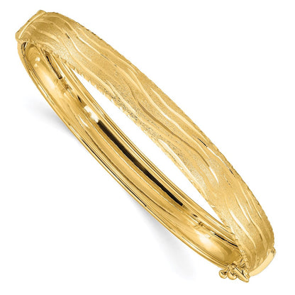 14K Gelbgold Diamantiert Strukturiert Klappbar Armreif