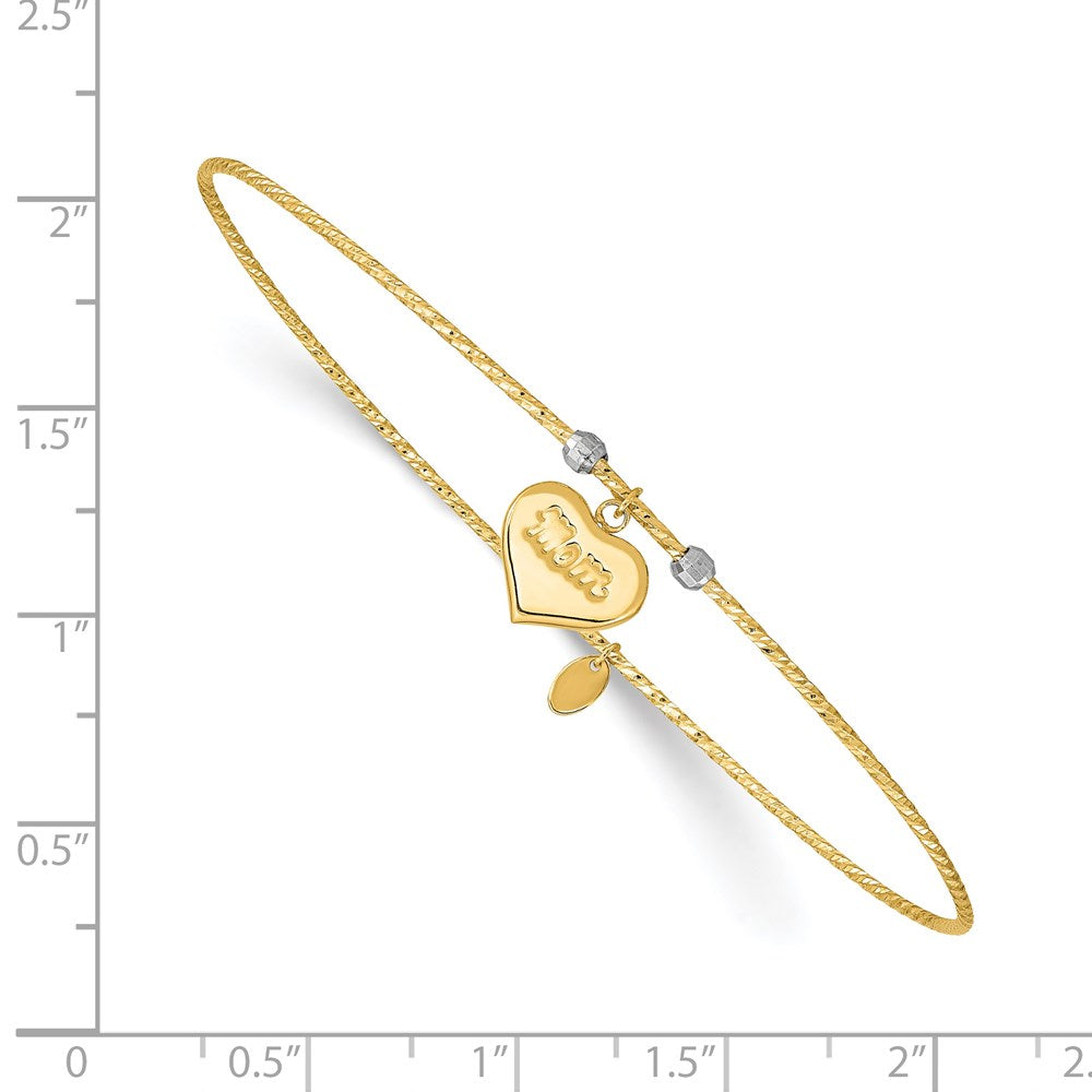 14K Bicolor Gold Diamantiert Herz mit Mama Armreif
