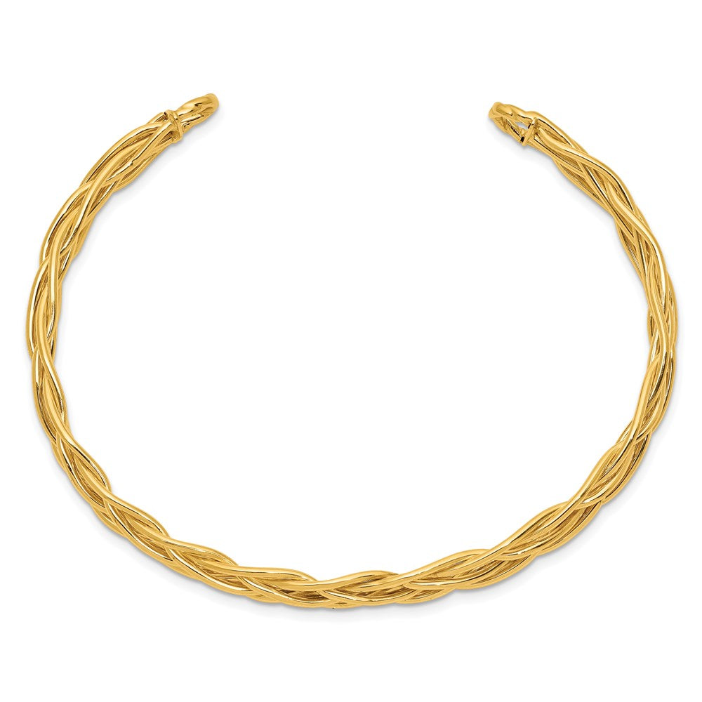 14K Gelbgold Poliert Geflochten Manschette Armreif