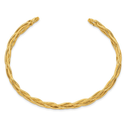 14K Gelbgold Poliert Geflochten Manschette Armreif