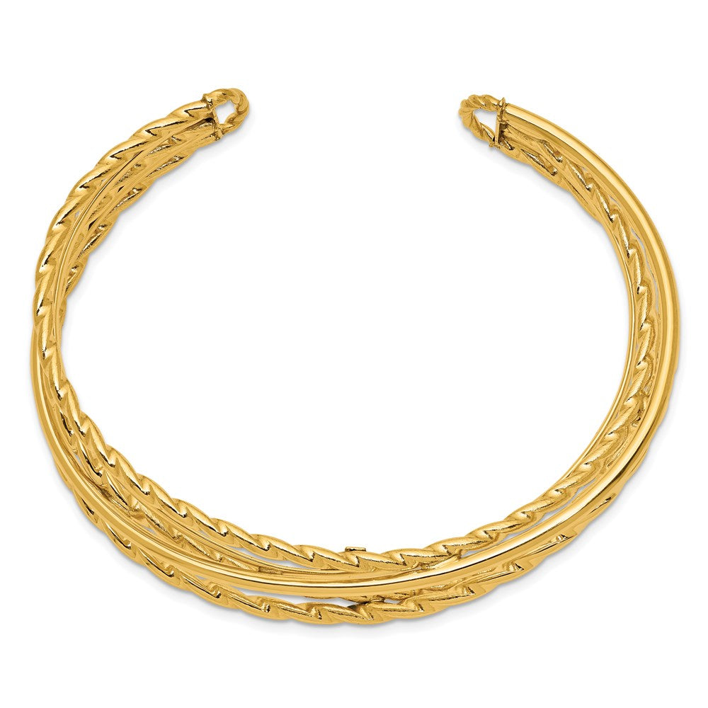 14K Gelbgold Poliert Multi Röhre Manschette Armreif