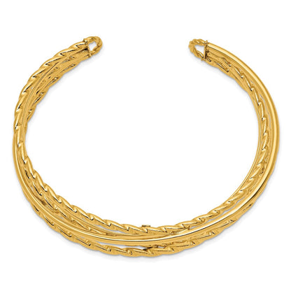 14K Gelbgold Poliert Multi Röhre Manschette Armreif