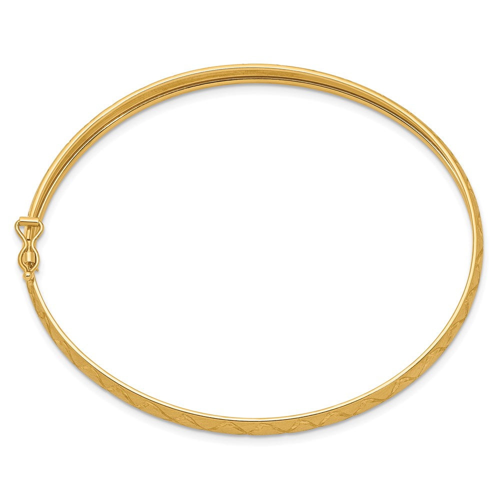 14K Gelbgold Satiniert Diamantiert X-pattern Oval Flexibel Armreif
