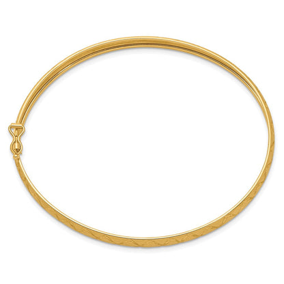 14K Gelbgold Satiniert Diamantiert X-pattern Oval Flexibel Armreif