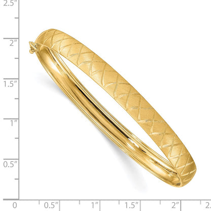 14K Gelbgold Satiniert Diamantiert X-pattern Oval Flexibel Armreif