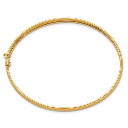 14K Gelbgold Satiniert Diamantiert Kante Oval Flexibel Armreif
